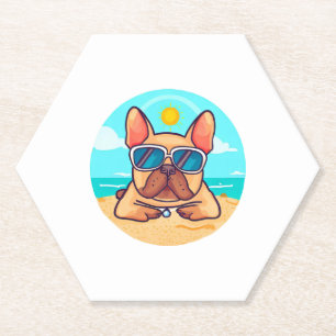 Posavasos De Papel Bulldog francés de vacaciones