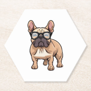 Posavasos De Papel Bulldog francés vistiendo gafas