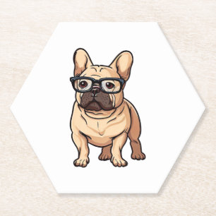 Posavasos De Papel Bulldog francés vistiendo gafas