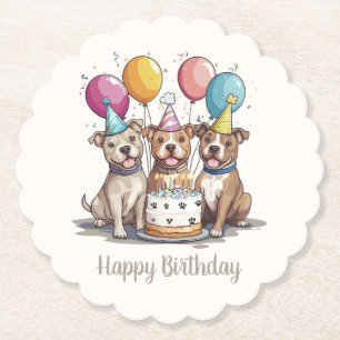 Posavasos De Papel Bulldoges de cumpleaños felices