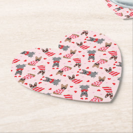 Posavasos De Papel Bulldoges de San Valentín