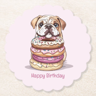 Posavasos De Papel Bulldoges ingleses de cumpleaños feliz