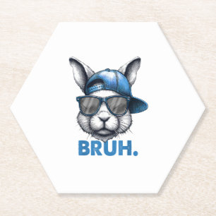 Posavasos De Papel Bunny Face Bruh Meme Divertido Diciendo Bro Saludo