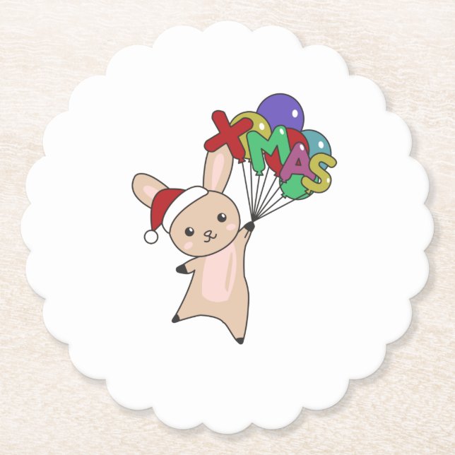 Posavasos De Papel Bunny Merry Christmas Winter Animals Rabbit (Anverso)