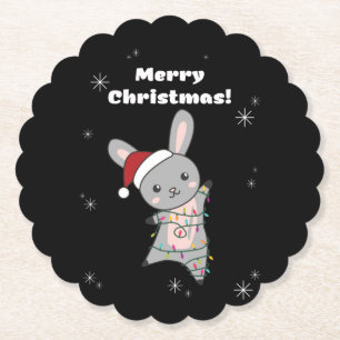 Posavasos De Papel Bunny Merry Christmas Winter Animals Rabbits