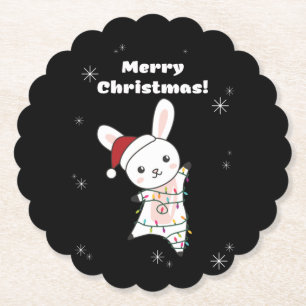 Posavasos De Papel Bunny Merry Christmas Winter Animals Rabbits