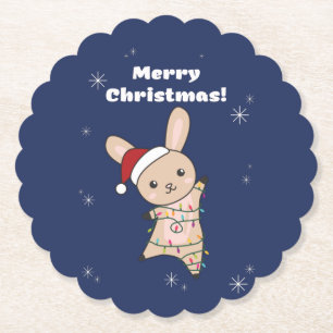 Posavasos De Papel Bunny Merry Christmas Winter Animals Rabbits Paper