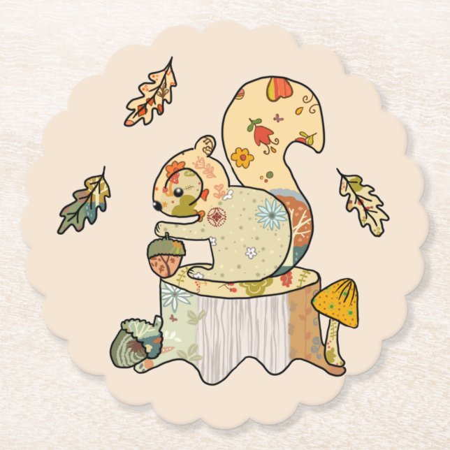 Posavasos De Papel Buntes Eichhörnchen  (Anverso)