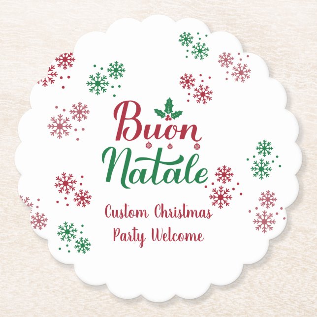 Posavasos De Papel Buon Natale Italia Feliz Navidad (Anverso)