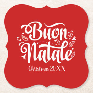 Posavasos De Papel Buon Natale italiano personalizado Feliz Navidad
