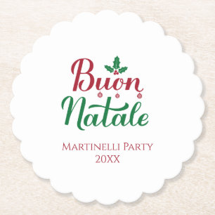 Posavasos De Papel Buon Natale Navidad Italiana Personalizada