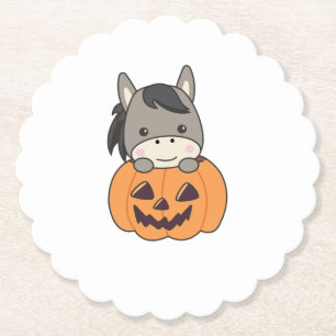 Posavasos De Papel Burro En Calabaza Dulce Burro Feliz Halloween
