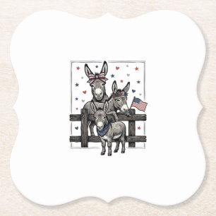 Posavasos De Papel Burros Patrióticos Diseño de Camiseta Vintage 4 de