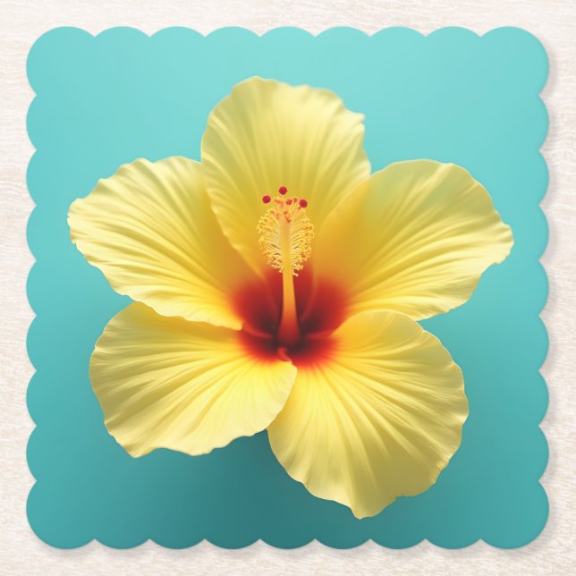 Posavasos De Papel Burst of Joy: el semblante amarillo de Hibiscus (Anverso)