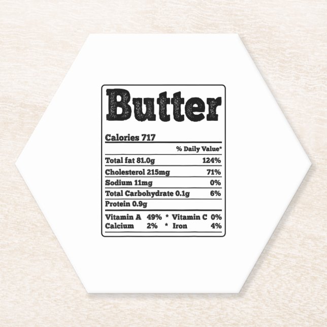 Posavasos De Papel Butter Facts Ingredidids Divertidos Foodies Thanks (Anverso)