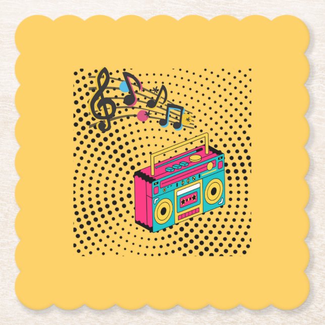 Posavasos De Papel Buzón de audio retro. (Anverso)