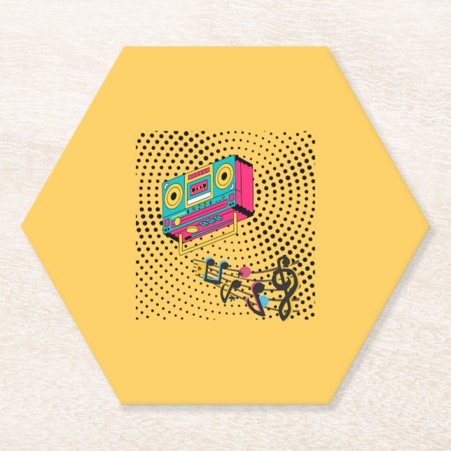 Posavasos De Papel Buzón de audio retro. (Anverso)