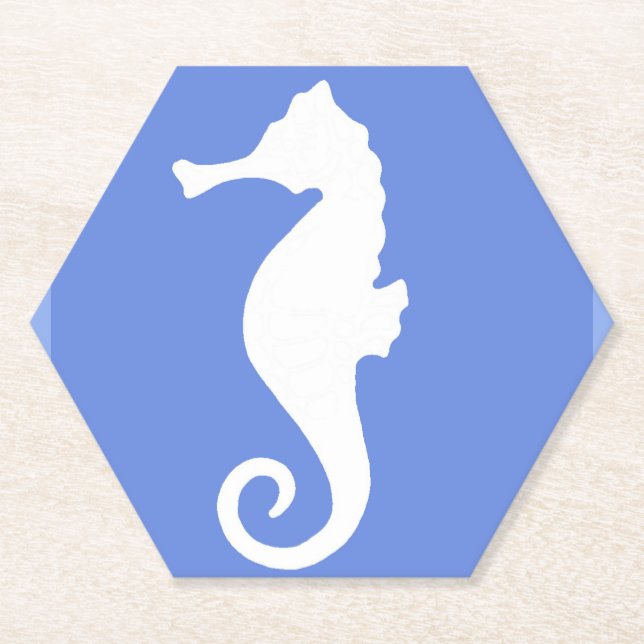 Posavasos De Papel Caballo de mar azul (Anverso)