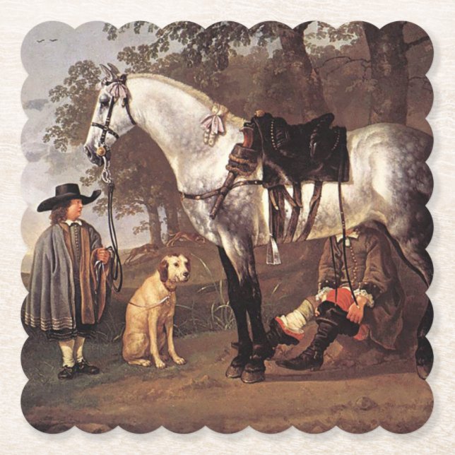 Posavasos De Papel Caballo en un paisaje Aelbert Cuyp (Anverso)