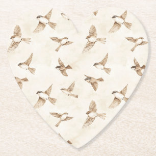 Posavasos De Papel Cabaña de Crema Pájaros Despedida de Soltera