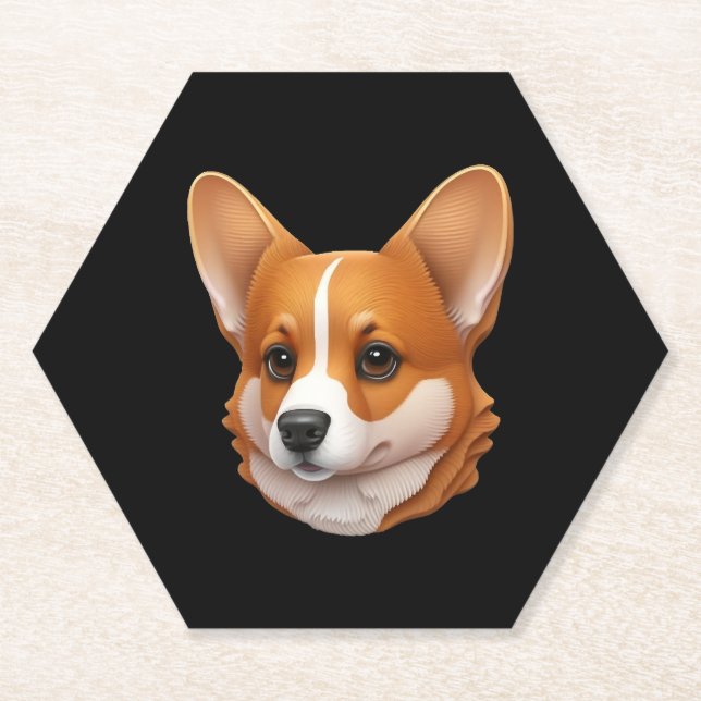Posavasos De Papel Cabeza de lindo corgi (Anverso)