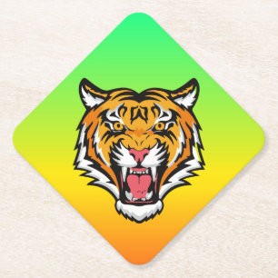 Posavasos De Papel Cabeza de tigre ruidosa-25818
