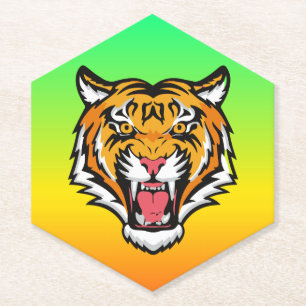 Posavasos De Papel Cabeza de tigre ruidosa-25818