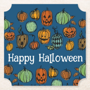Posavasos De Papel Cabezas de calabaza de Halloween