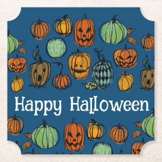 Posavasos De Papel Cabezas de calabaza de Halloween
