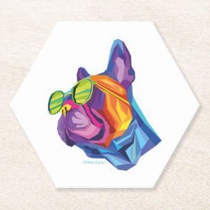 Posavasos De Papel Cachorro de Bulldog Francés de Verano Colorido