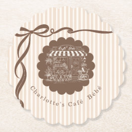 Posavasos De Papel Cafe Bebe Café Bow Rayas Baby Shower