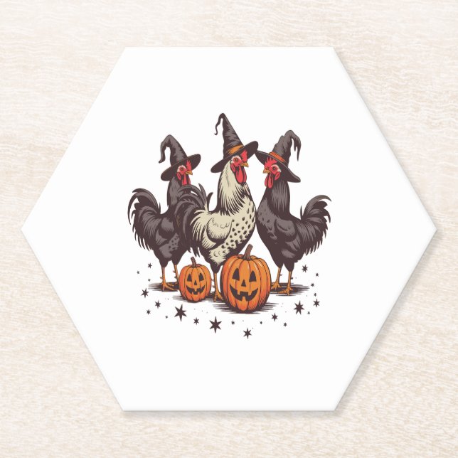 Posavasos De Papel Caída de la Bruja de Pollo de Calabaza de Hallowee (Anverso)