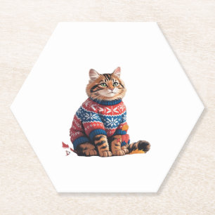 Posavasos De Papel Caída de la Hoja del Gato Hola Funny Cat Kitten Lo
