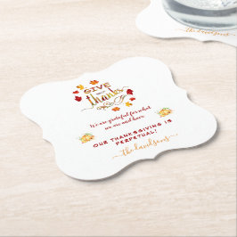 Posavasos De Papel Caída de las hojas de acuarela dar gracias Monogra