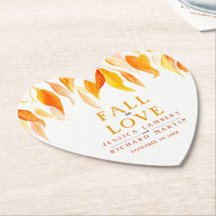 Posavasos De Papel Caída en el amor naranja otoño deja personalizado