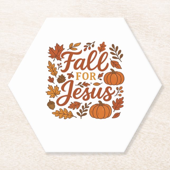 Posavasos De Papel Caída Por Jesús Calabaza De Otoño Clas De Fe Crist (Anverso)