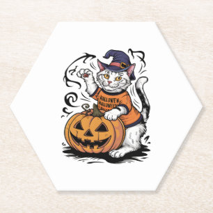 Posavasos De Papel Calabaza de Brujas de Gato de Nieve Cute Halloween
