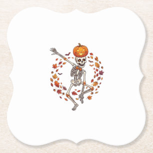 Posavasos De Papel Calabaza De Cabeza De Esqueleto Bailando Halloween