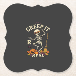 Posavasos De Papel Calabaza de Escoba de Esqueleto Bailarín Creep It