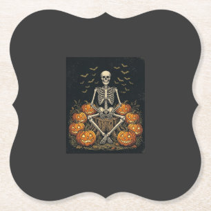 Posavasos De Papel Calabaza De Esqueleto De Halloween Diseño Retro Vi