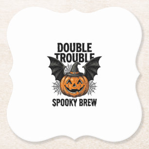 Posavasos De Papel Calabaza de Halloween Bruja Doble Problema Diseño 