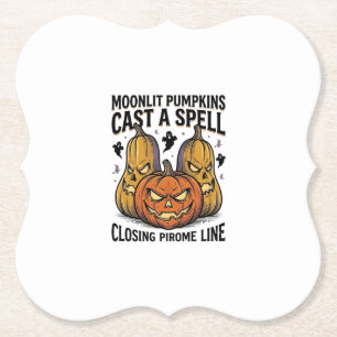 Posavasos De Papel Calabaza de Halloween Cita Jack O Linterna ilumina
