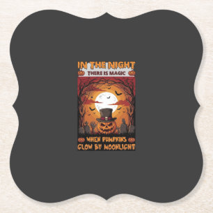 Posavasos De Papel Calabaza de Halloween con sombrero de copa murciél