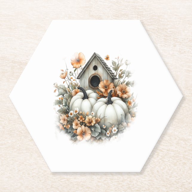 Posavasos De Papel Calabaza de la camisas de la casa de aves (Anverso)