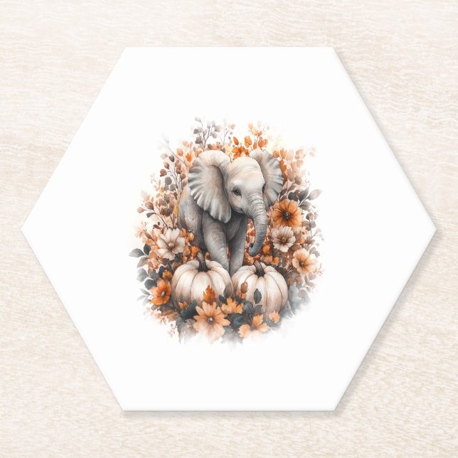 Posavasos De Papel Calabaza de la camisas de los elefantes (Anverso)