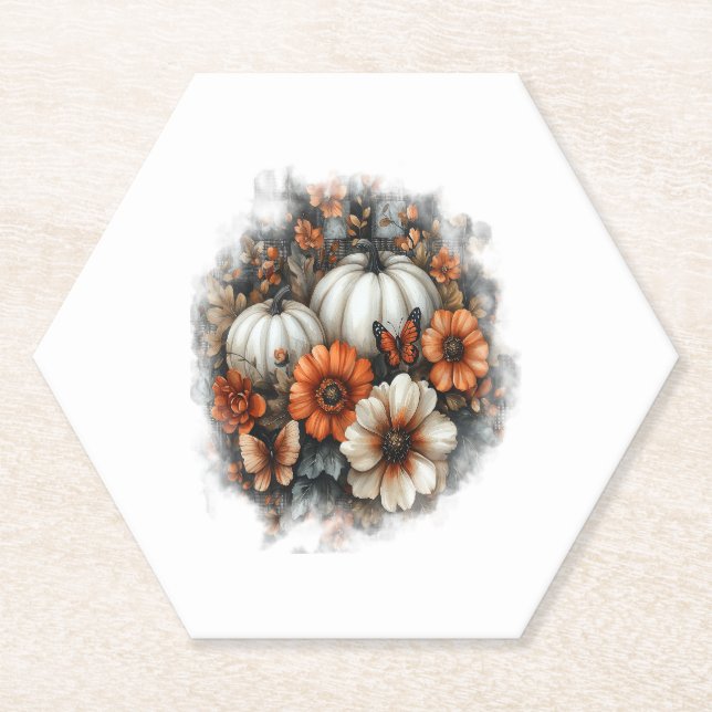 Posavasos De Papel Calabaza de mariposas (Anverso)