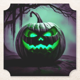 Posavasos De Papel Calabaza espeluznante de Halloween en una montaña