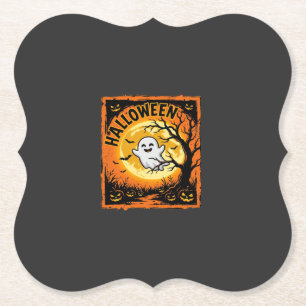 Posavasos De Papel Calabaza Fantasma de Halloween Árbol Embrujado