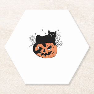 Posavasos De Papel Calabaza para gato negro