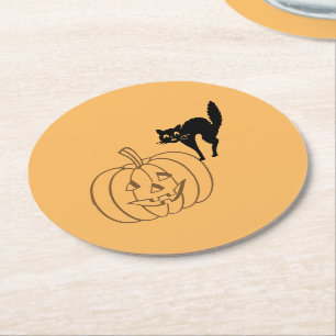 Posavasos de papel - Calabaza y gato negro
